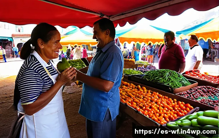 지역생산의 소비자 참여 방법 - **Vibrant Local Market Scene in a Spanish-Speaking Town**
A bustling outdoor market in a charmin...