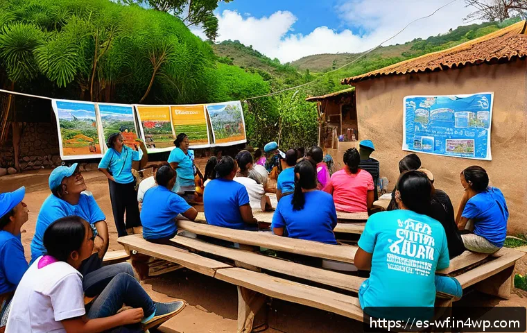 지역생산을 위한 자원 관리 전략 - A vibrant community workshop in a small Latin American village, featuring diverse local residents ac...